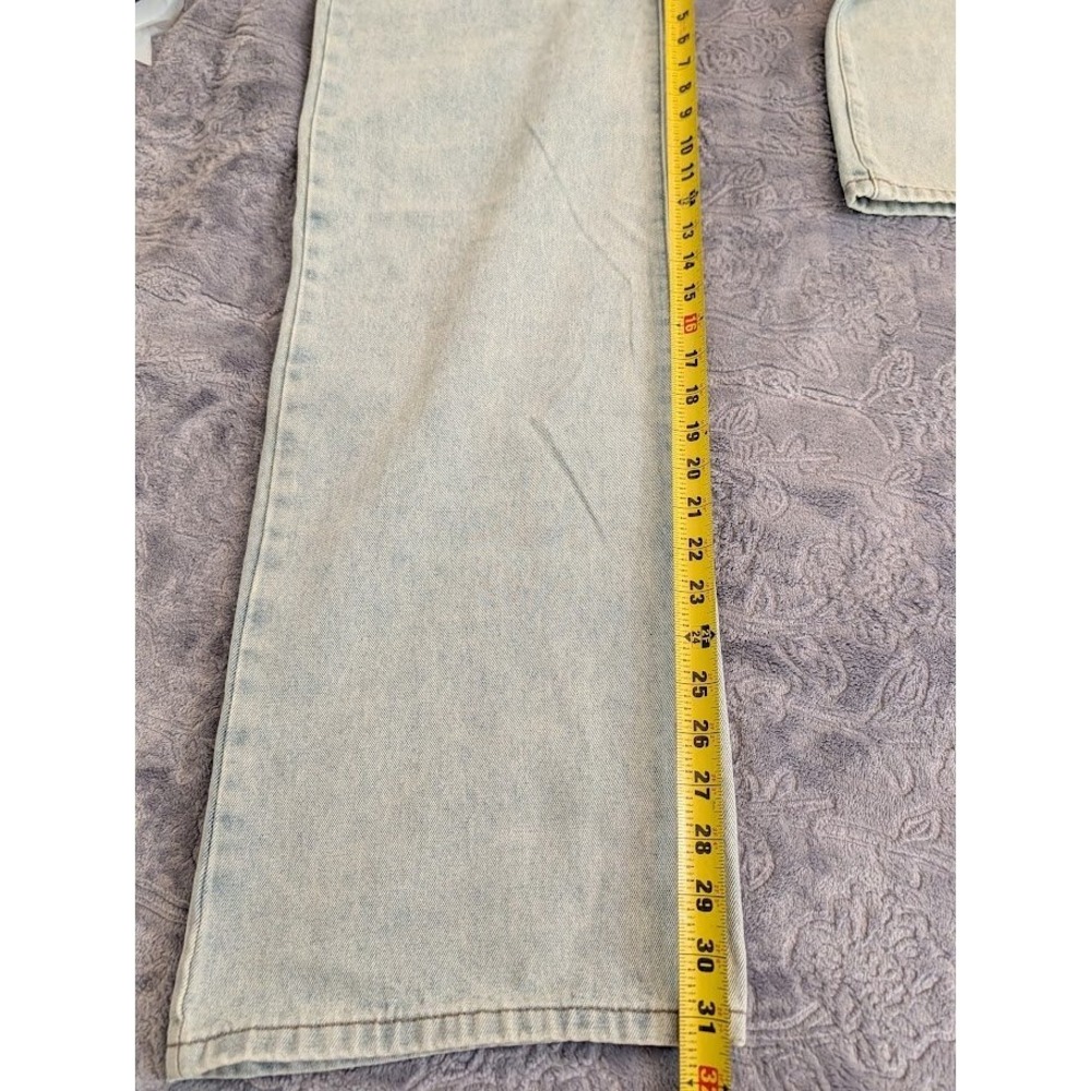 EDIKTED Light Blue Wide Leg Jeans Bow Pocket 100% Cotton Women's Size M - Picture 9 of 9